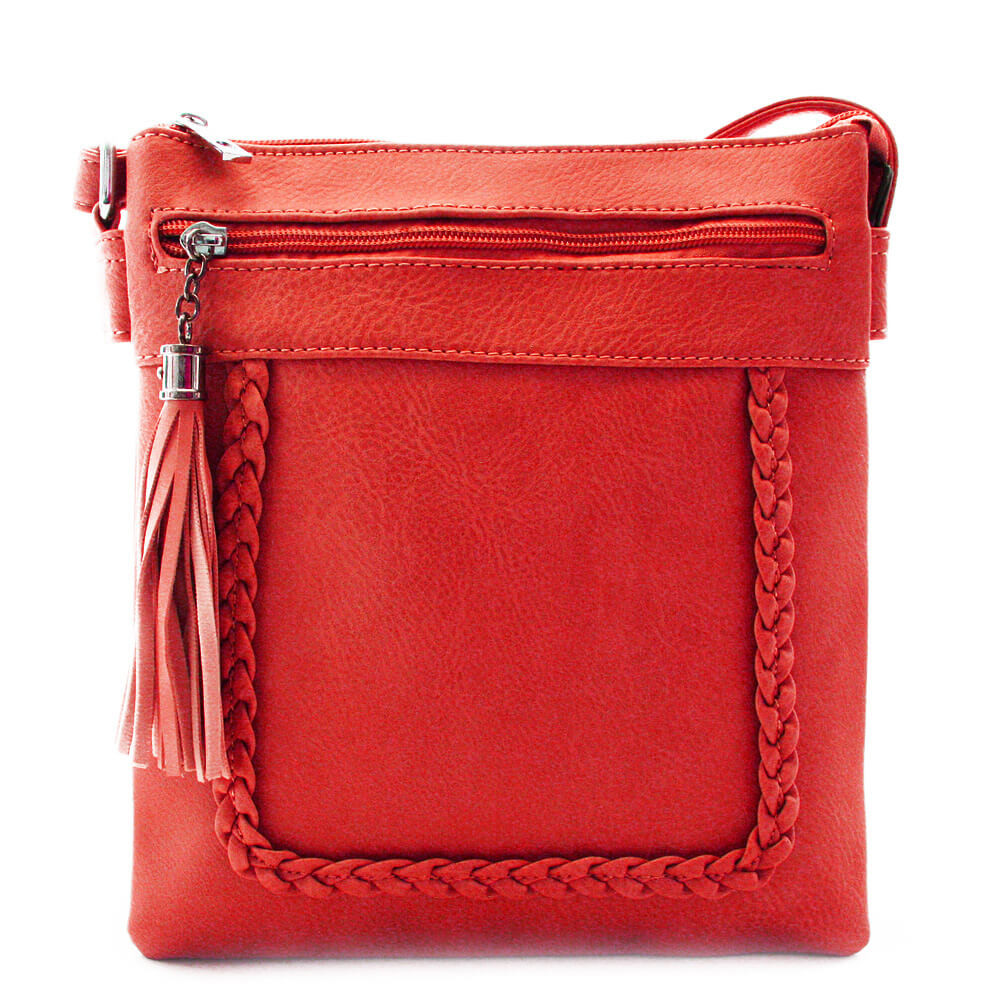 Červená crossbody dámská kabelka Bakest