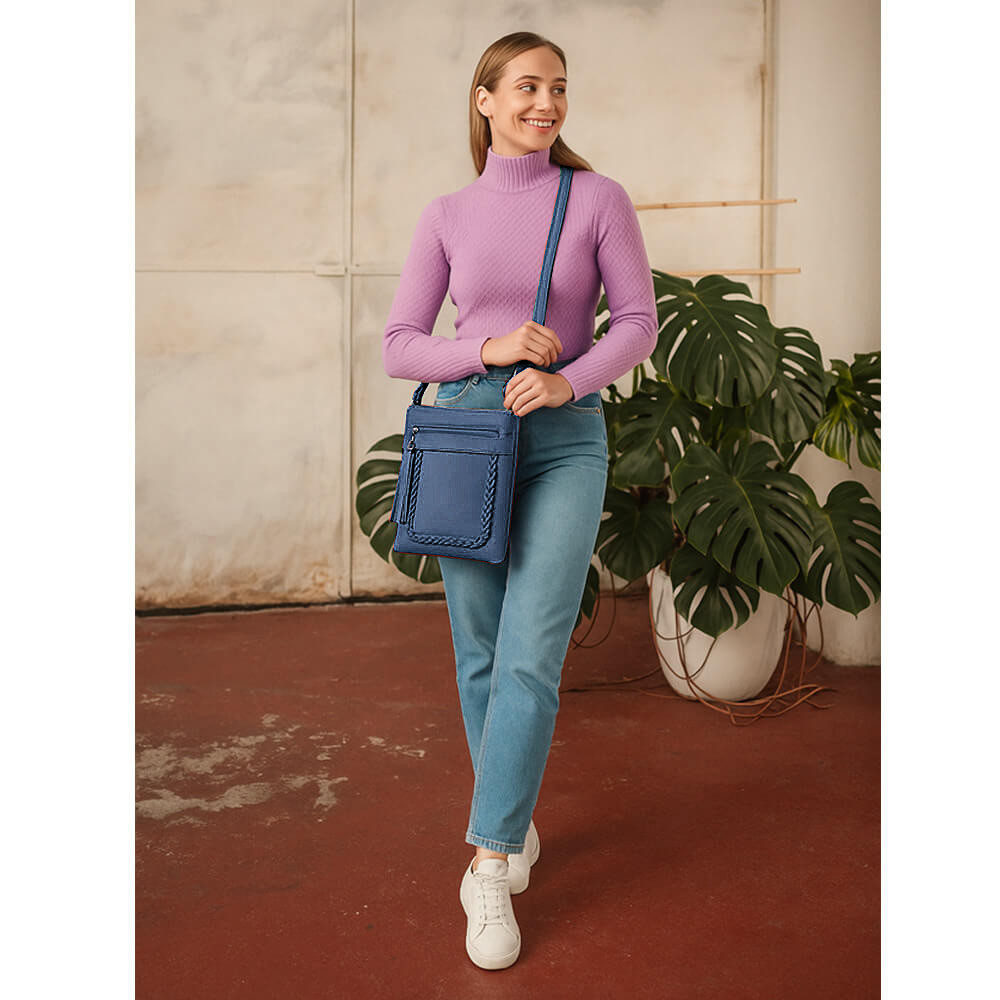 Tmavě modrá crossbody dámská kabelka Bakest