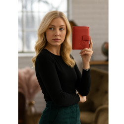 Červená kožená dámská peněženka se zápinkou Taiga