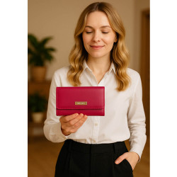 Bordová kožená dámská klopová peněženka Tsuda