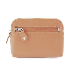 Béžová dámská kožená etue s kroužkem na klíče Angie