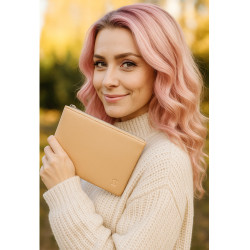 Béžová kosmetická kožená dámská etue Ollie