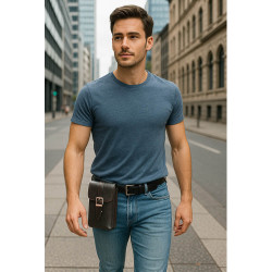 Hnědé pánské kožené pouzdro na mobil Matteo