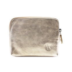 Růžovozlatá dámská kožená etue s kroužkem na klíče Angie