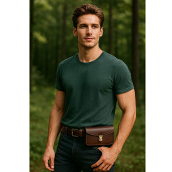 Tmavě hnědé pánské kožené pouzdro na mobil Florent