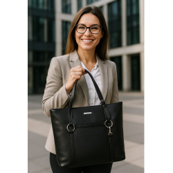 Černá elegantní dámská kabelka do ruky i přes rameno Marchand