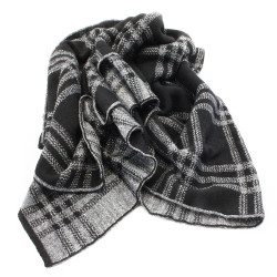 Černý dámský kostkovaný šátek se stříbrnou nitkou Mickael
