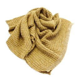 Žlutá dámská pletená šála s lesklou nitkou Weber