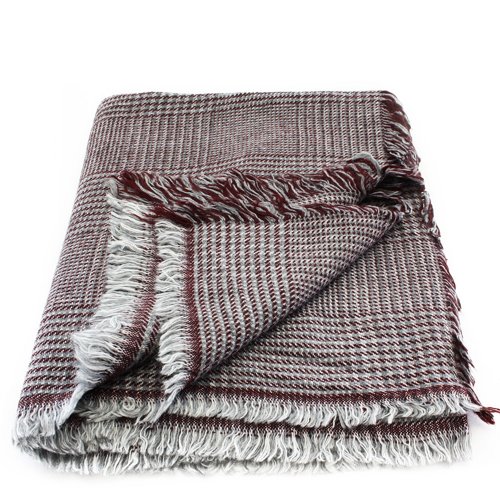 Vínovošedý dámský hřejivý šátek s drobnou kostkou Riva