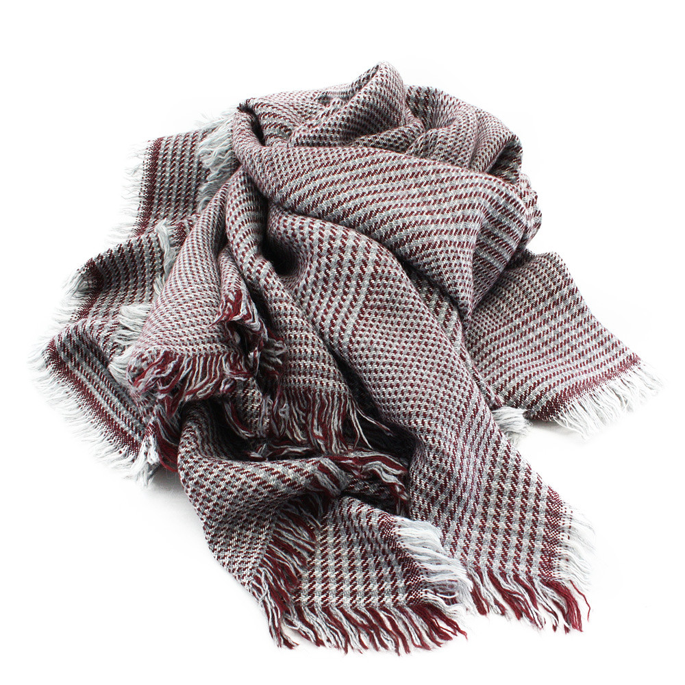 Vínovošedý dámský hřejivý šátek s drobnou kostkou Riva