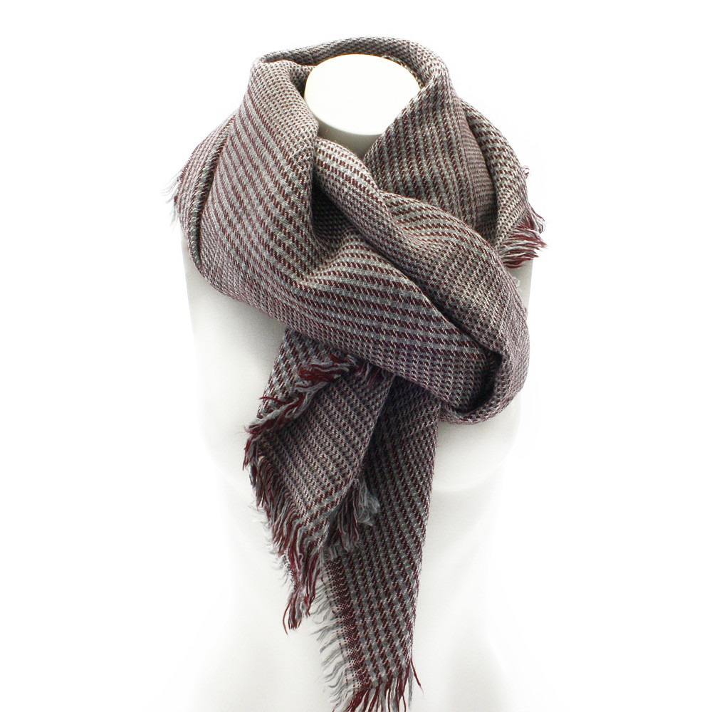 Vínovošedý dámský hřejivý šátek s drobnou kostkou Riva