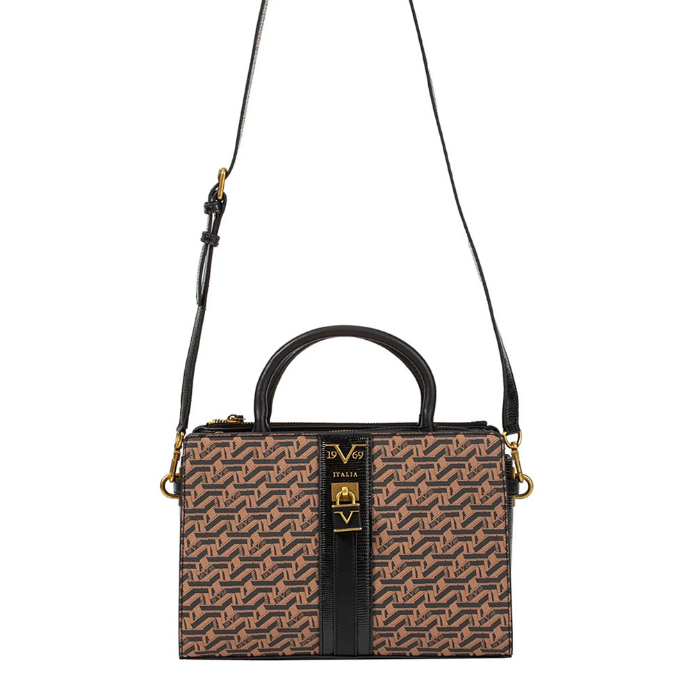 Hnědočerná dámská kabelka do ruky i přes rameno Sabine