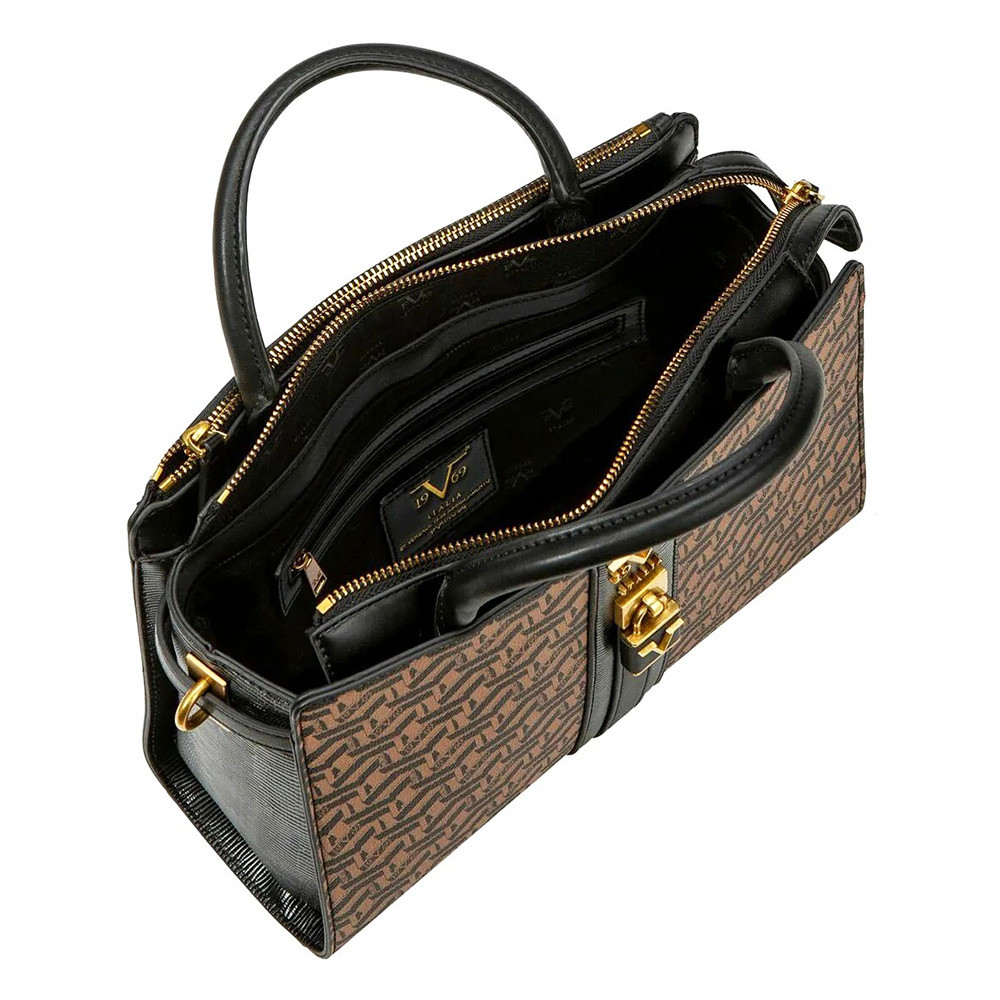 Hnědočerná dámská kabelka do ruky i přes rameno Sabine