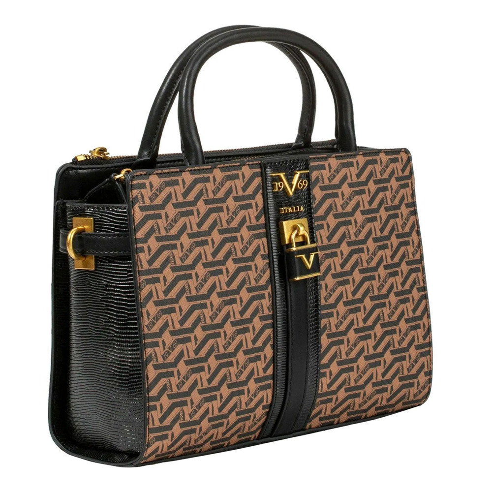 Hnědočerná dámská kabelka do ruky i přes rameno Sabine