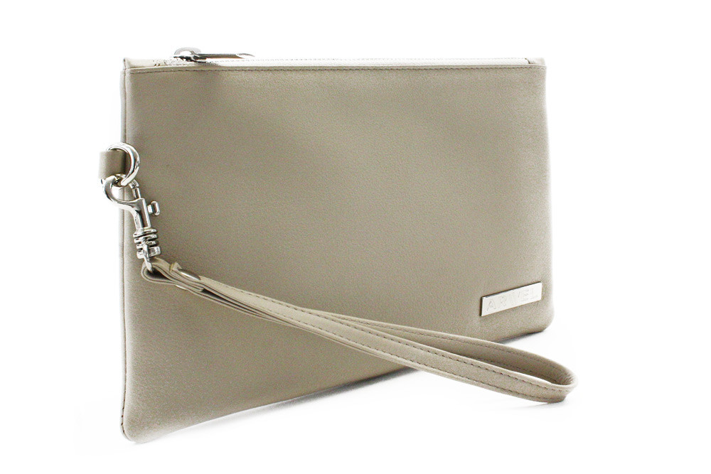 Šedobéžová sada dámského batohu, etue a klíčenky Hamada