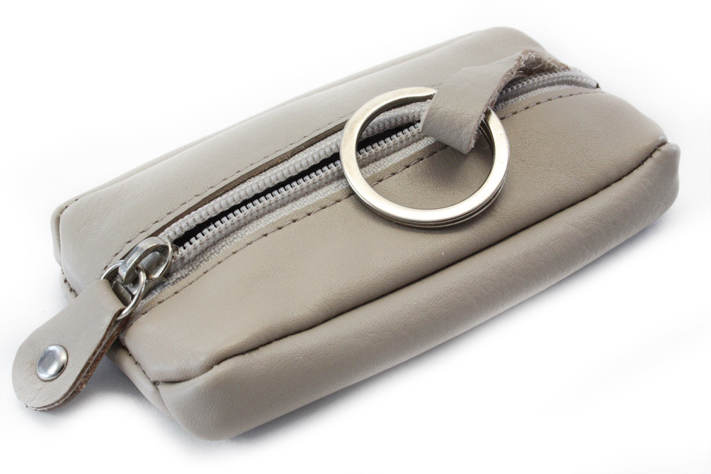 Šedobéžová sada dámského batohu, etue a klíčenky Hamada