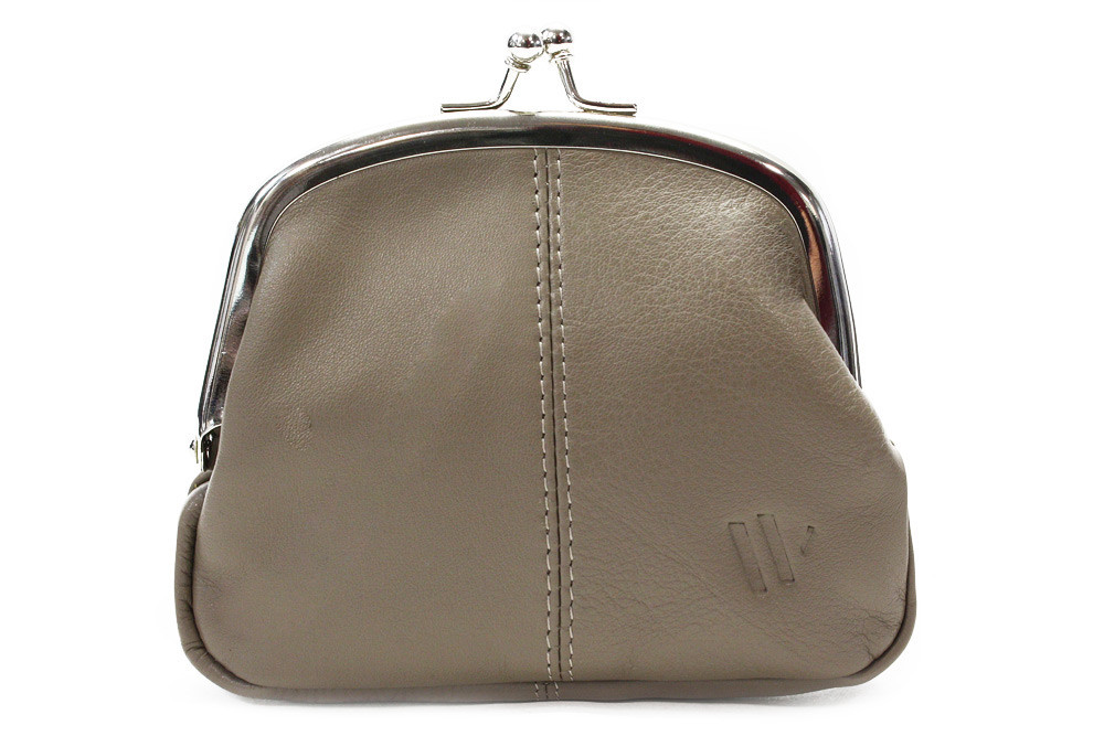 Šedohnědá kožená sada dámské kabelky, peněženky a klíčenky Cristina