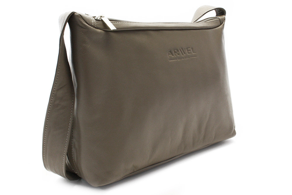 Šedohnědá kožená sada dámské kabelky, peněženky a klíčenky Cristina