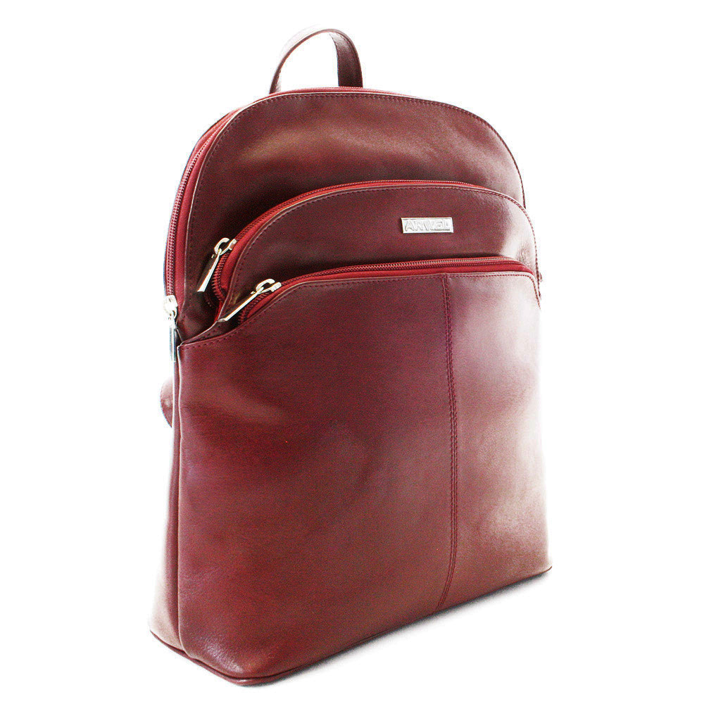 Vínově červená sada dámského batohu, peněženky a klíčenky Sakiya