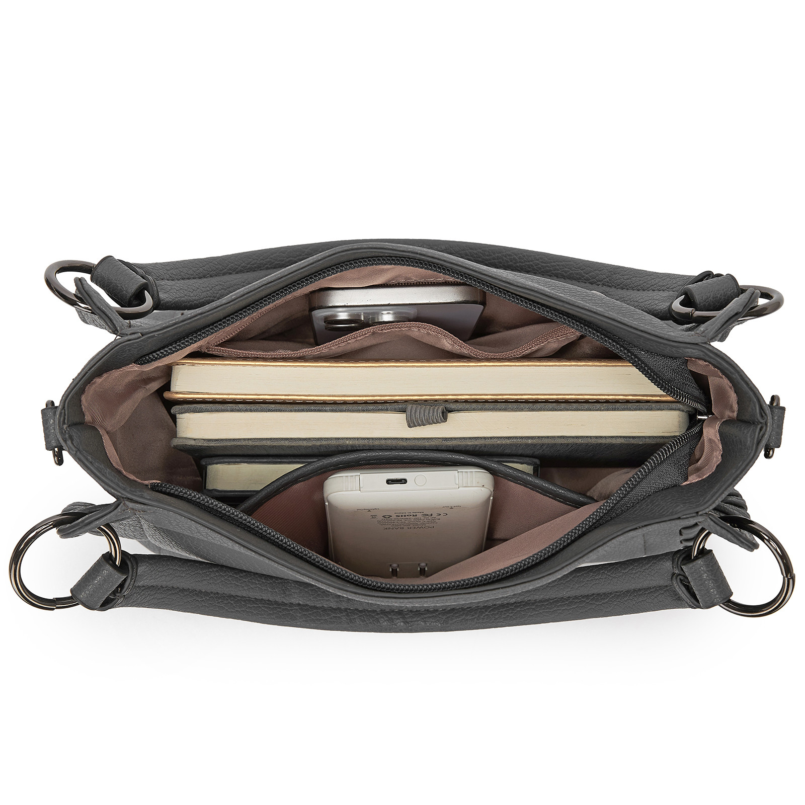 Šedá texturovaná kabelka do ruky i přes rameno Alina