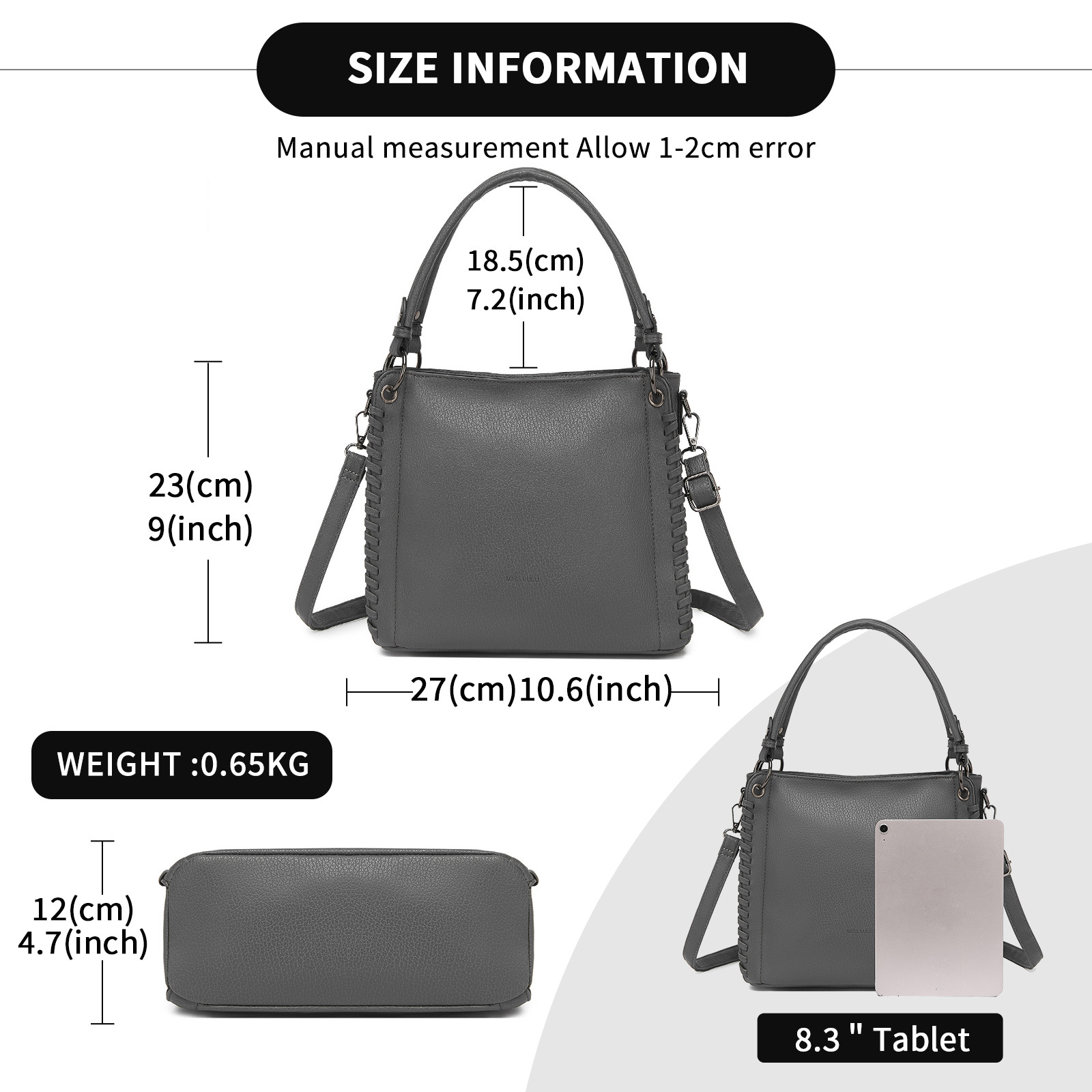 Šedá texturovaná kabelka do ruky i přes rameno Alina