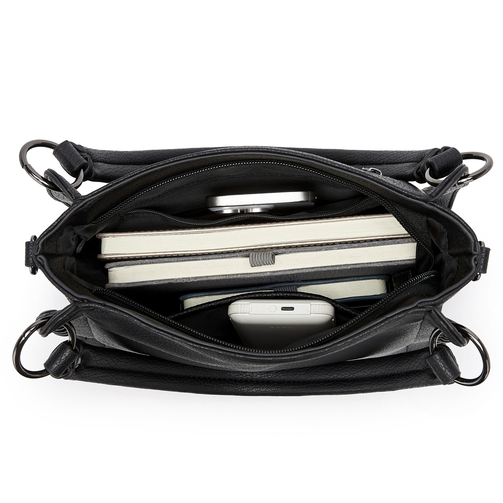 Černá texturovaná kabelka do ruky i přes rameno Alina