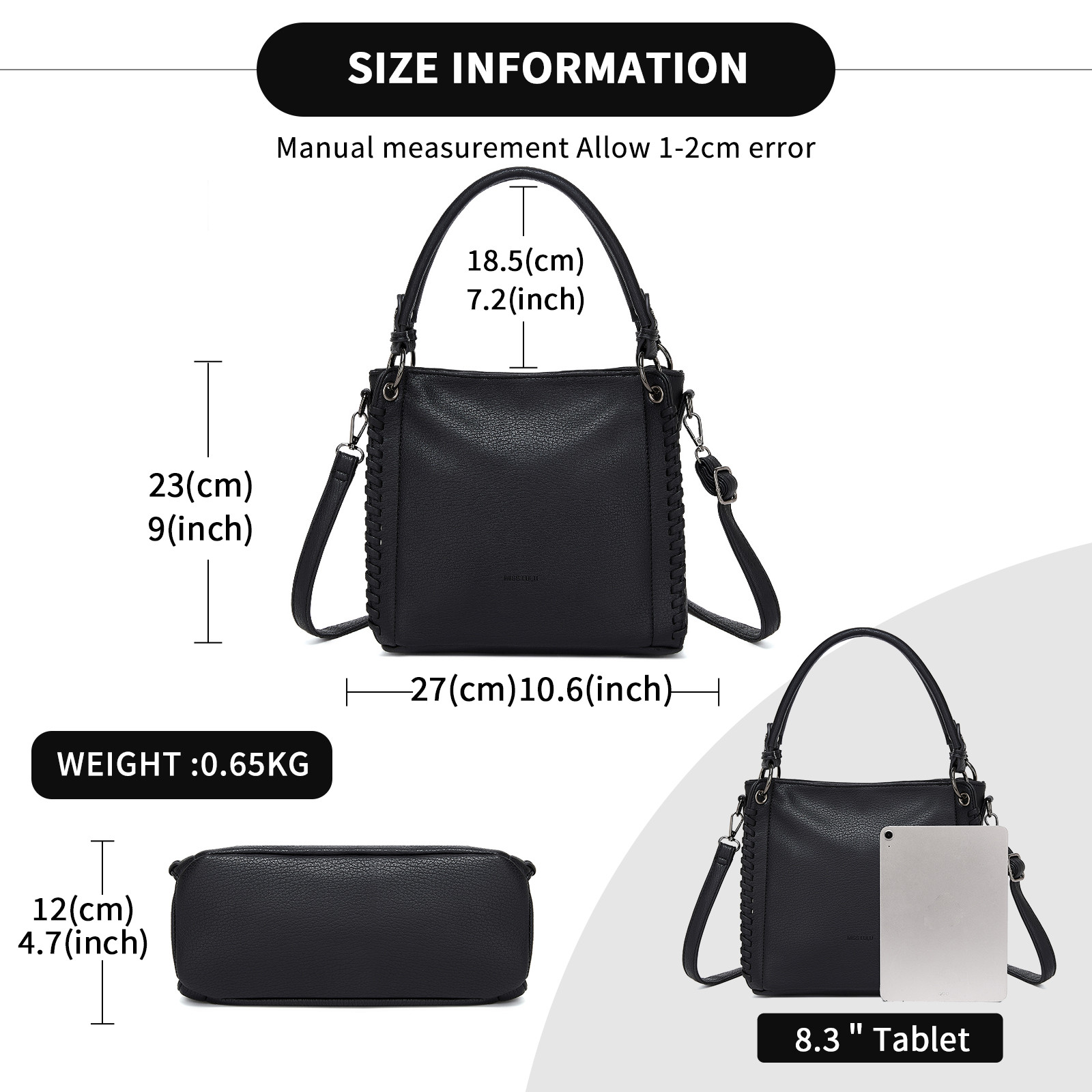 Černá texturovaná kabelka do ruky i přes rameno Alina