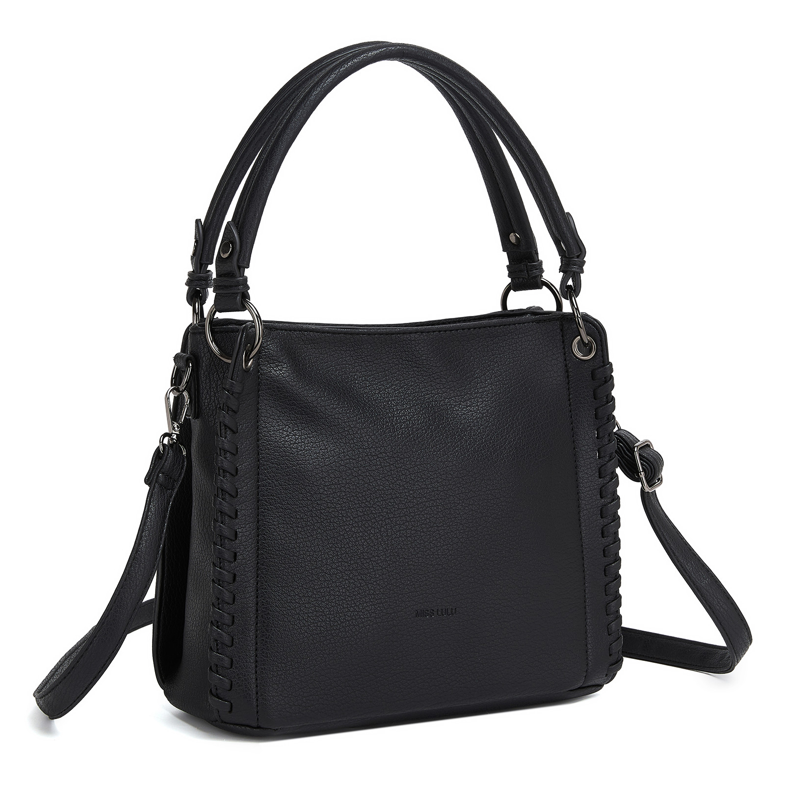 Černá texturovaná kabelka do ruky i přes rameno Alina