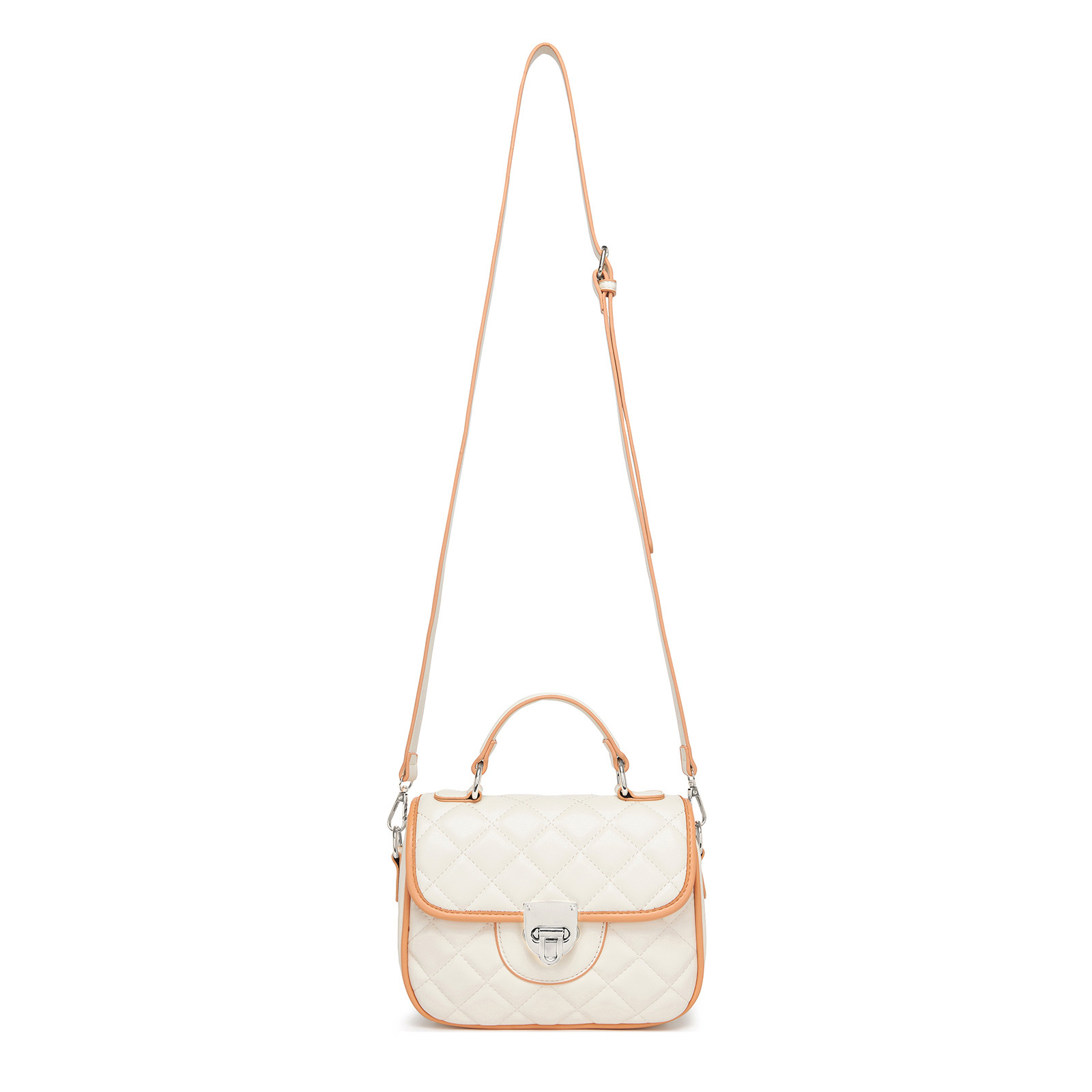 Smetanová dámská prošívaná kabelka s pevným zámkem Masato