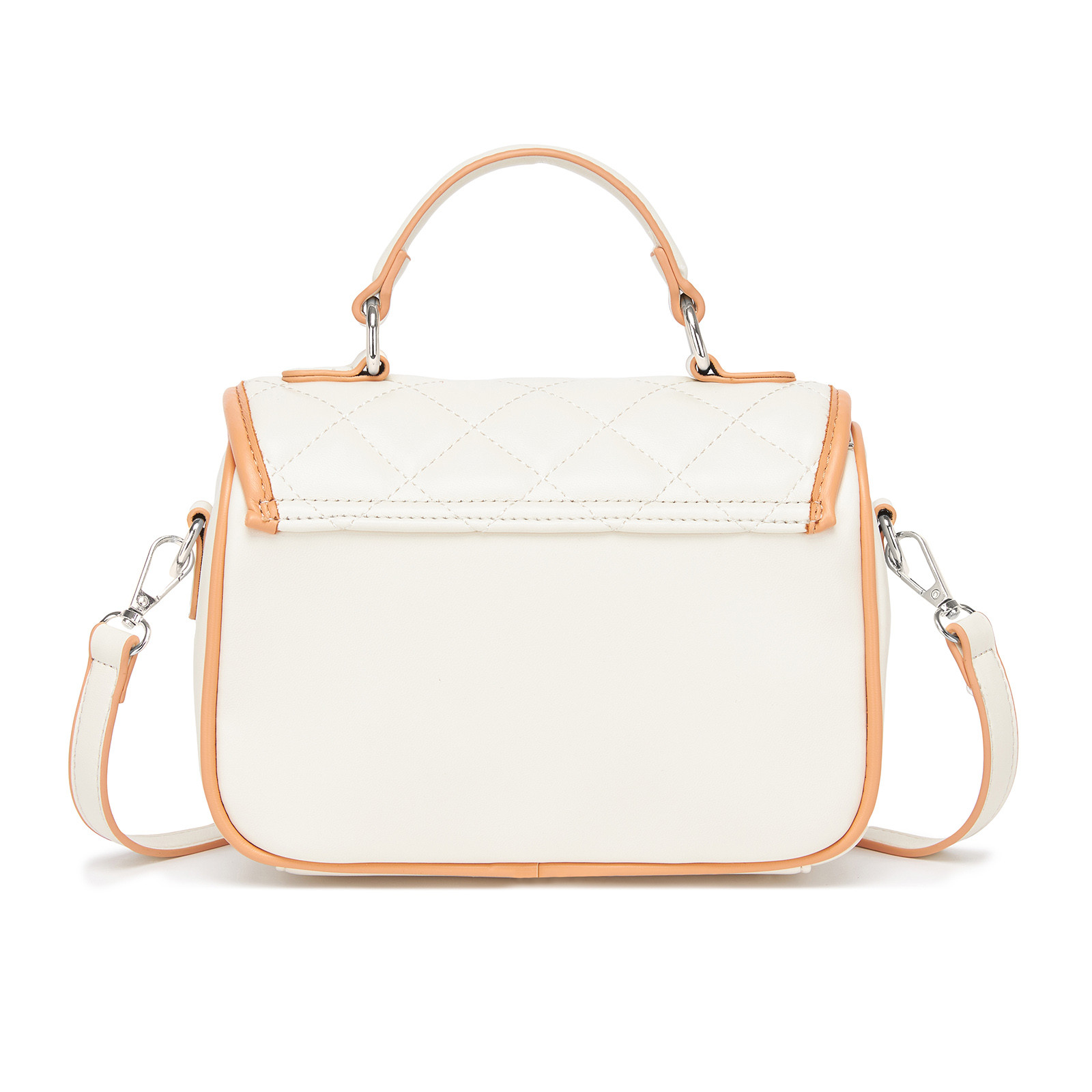 Smetanová dámská prošívaná kabelka s pevným zámkem Masato