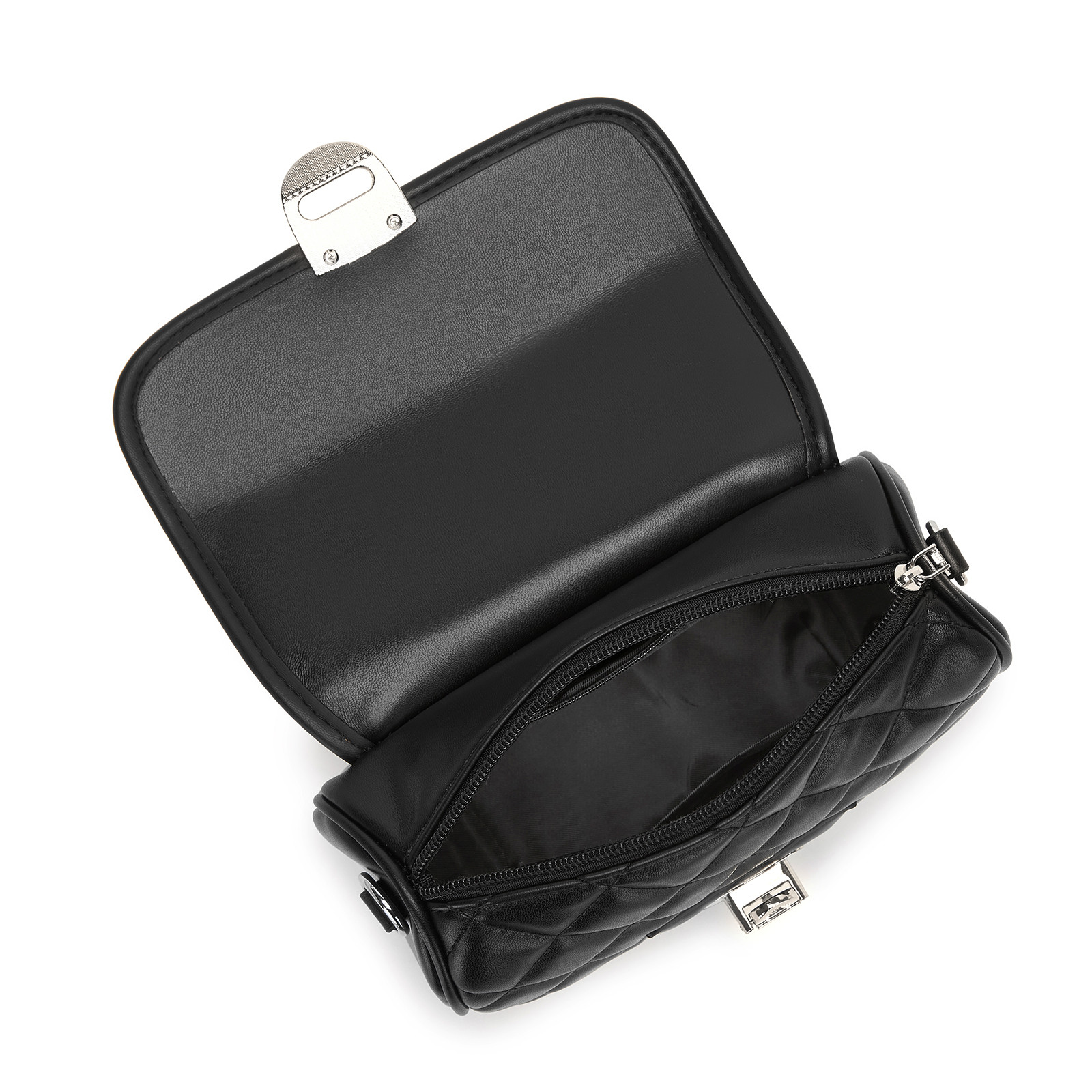 Černá dámská prošívaná kabelka s pevným zámkem Masato