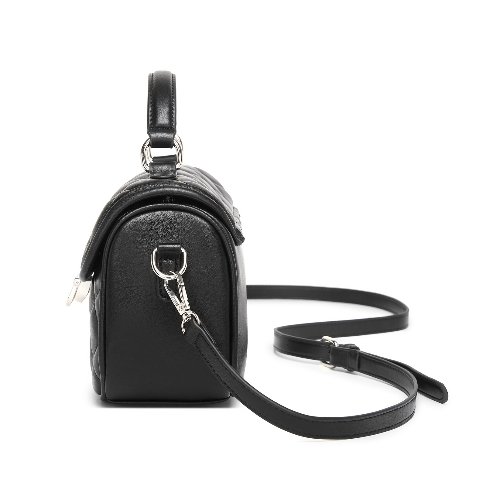 Černá dámská prošívaná kabelka s pevným zámkem Masato