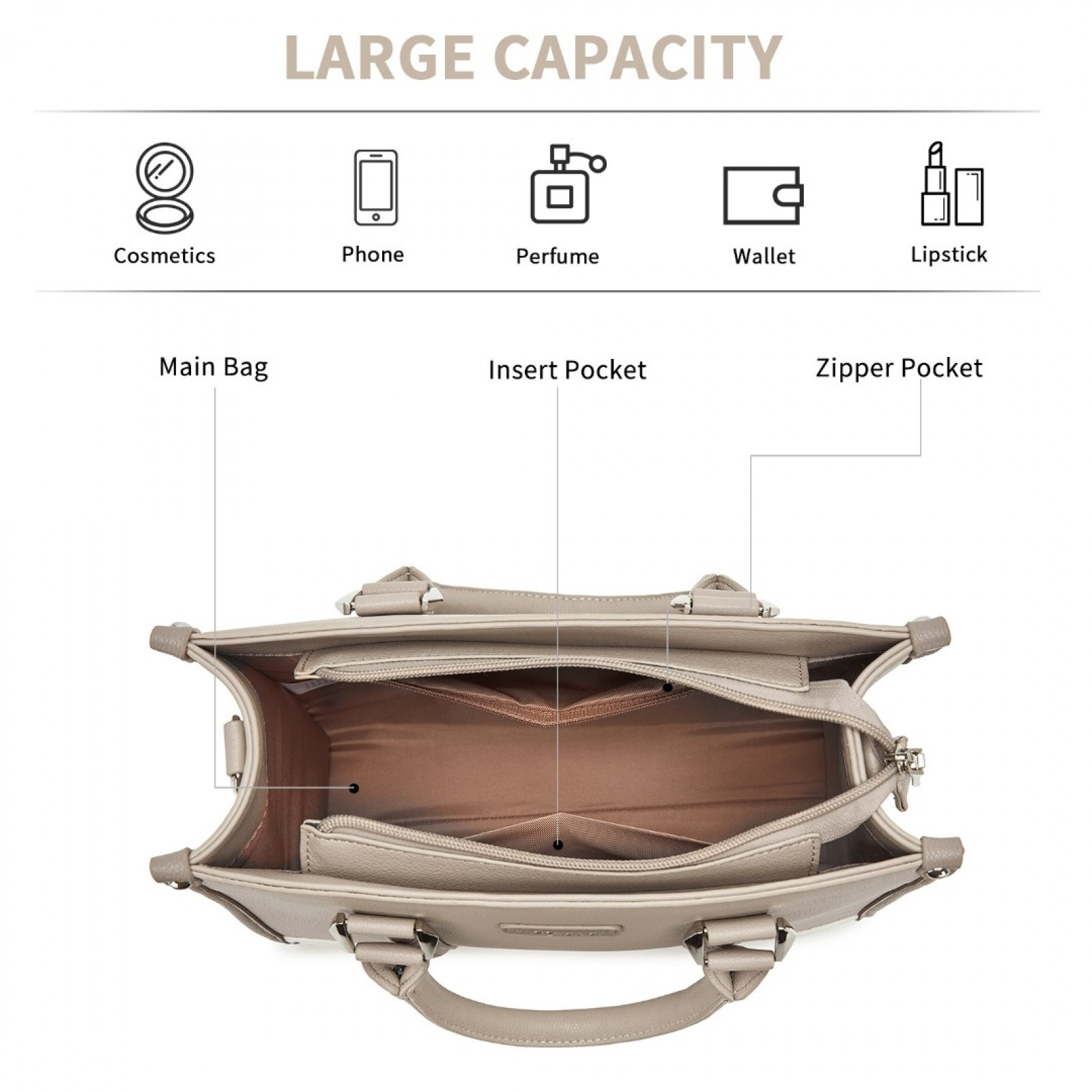 Elegantní prostorná taška s pleteným lemováním Hitomi