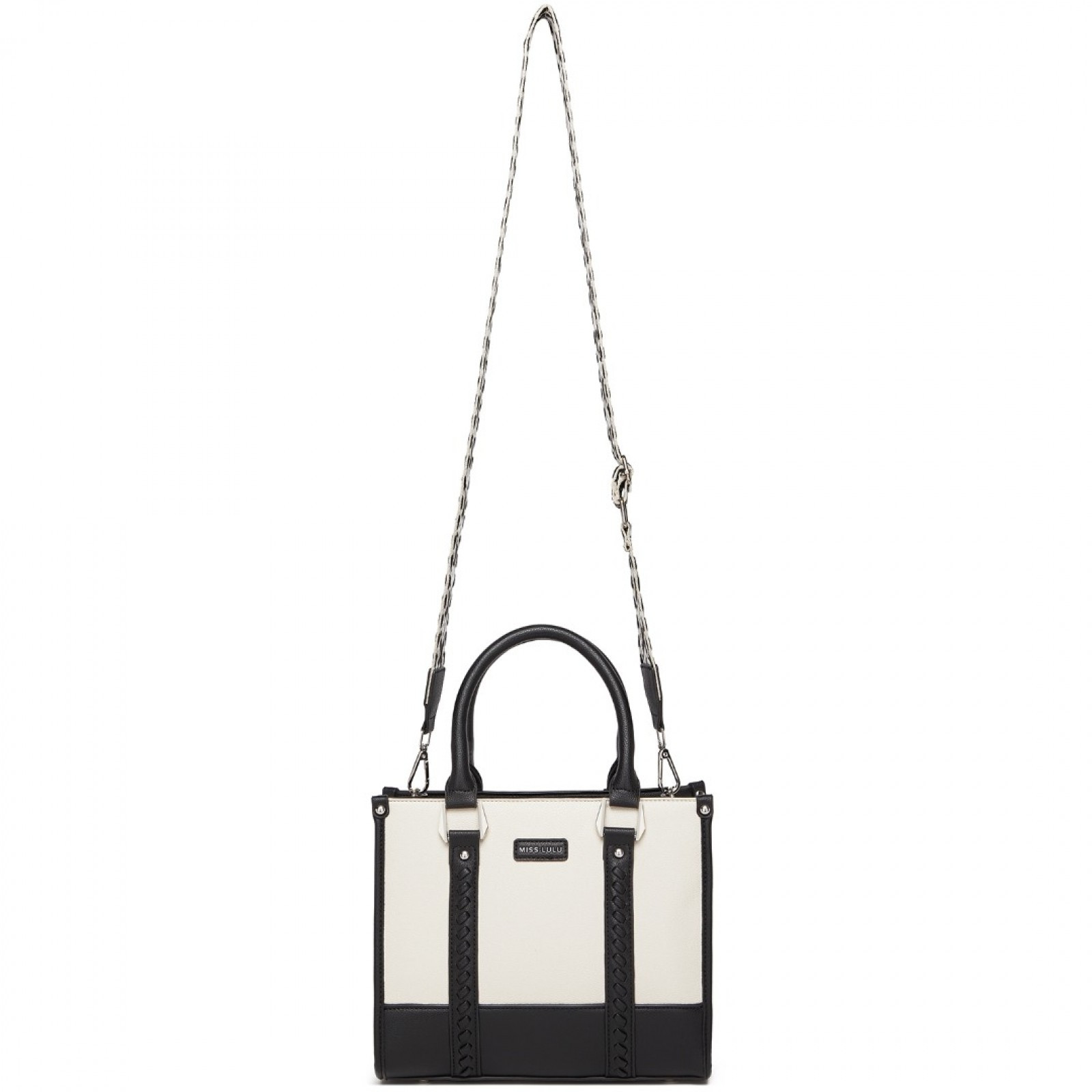 Elegantní černá prostorná taška s pleteným lemováním Hitomi