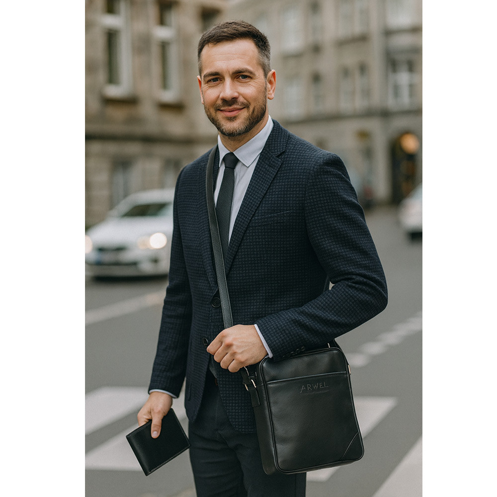 Sada černého pánského crossbagu a peněženky Mazza