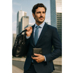 Sada černé tašky na notebook, peněženky a klíčenky Christian