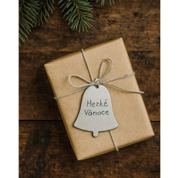 Tmavě stříbrná vánoční ozdoba zvonek Cabrera