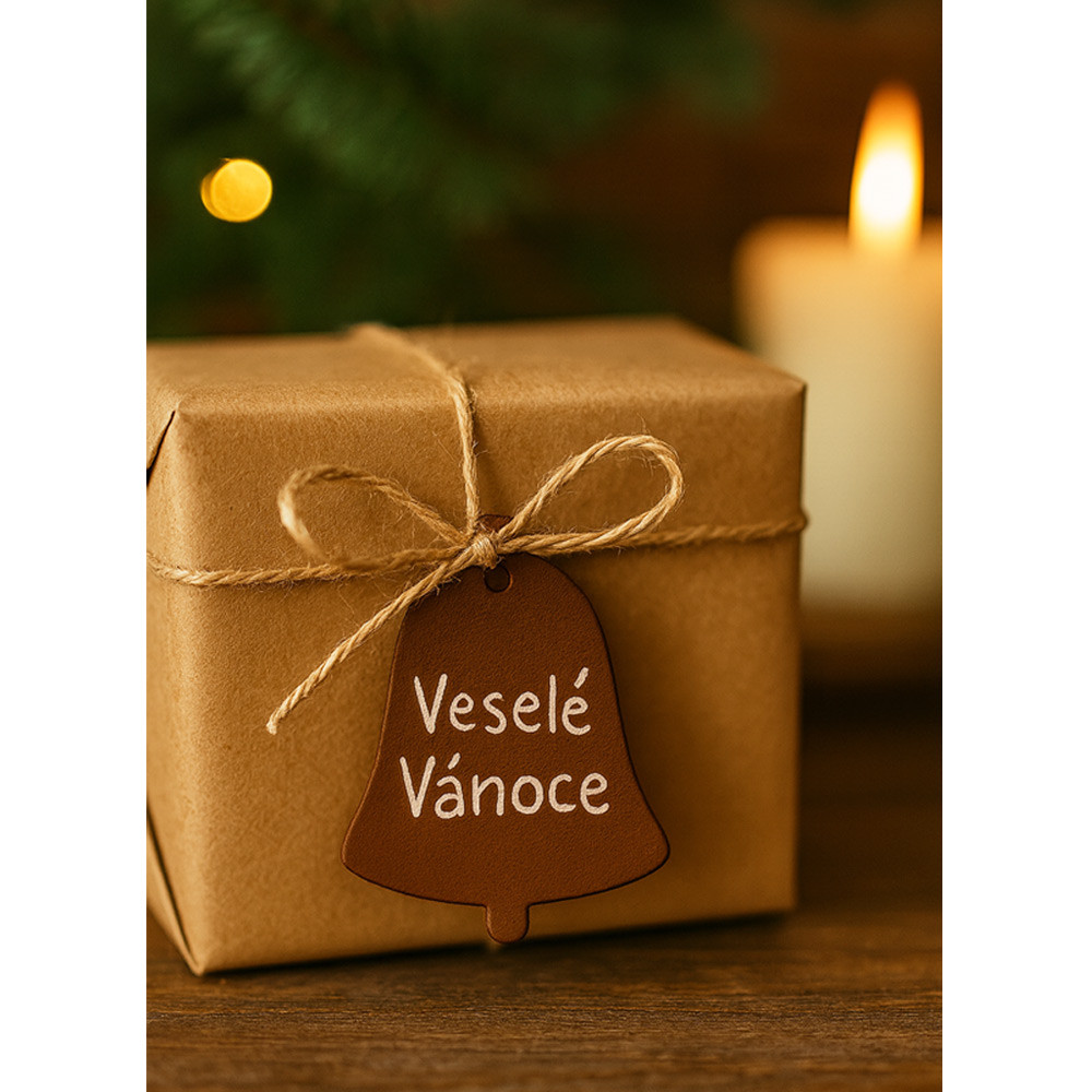 Hnědá vánoční ozdoba zvonek Cabrera