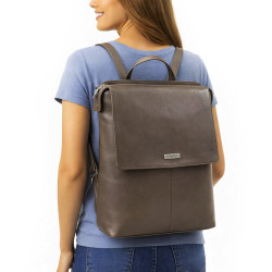 Šedohnědý městský kožený batoh Neville