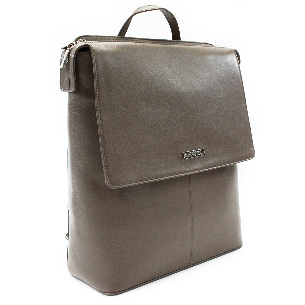 Šedohnědý městský kožený batoh Neville