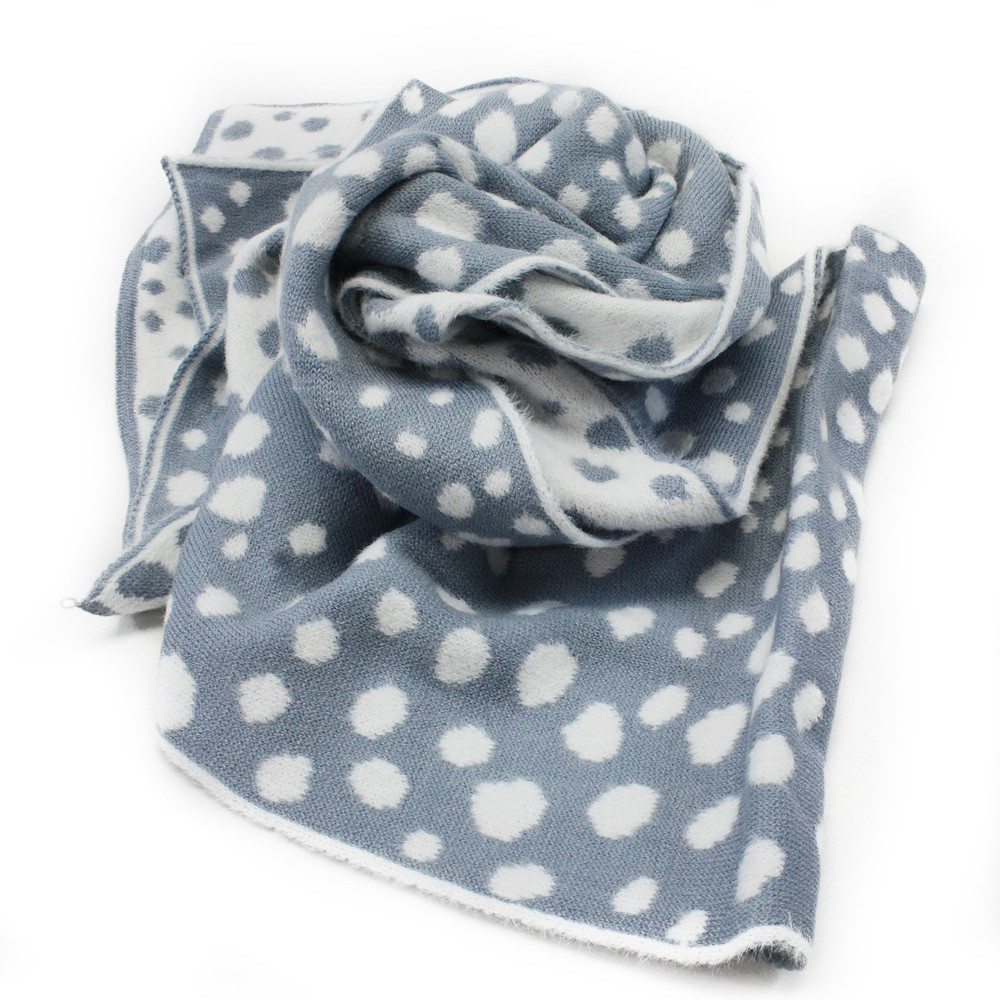 Světle modrý dámský dlouhý modní šál s puntíkem Olexey