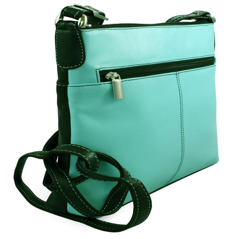 Tyrkysovočerná dámská kožená crossbody kabelka Vatie