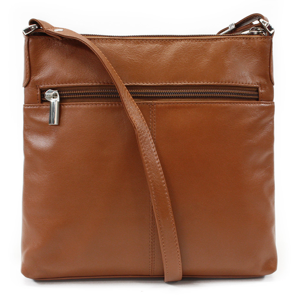 Hnědá dámská kožená crossbody kabelka Vatie