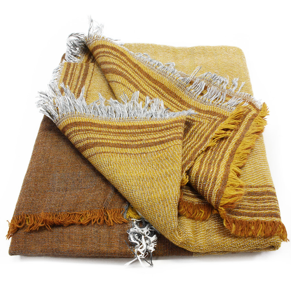 Žlutohnědá dámská módní šála s třásněmi Camden