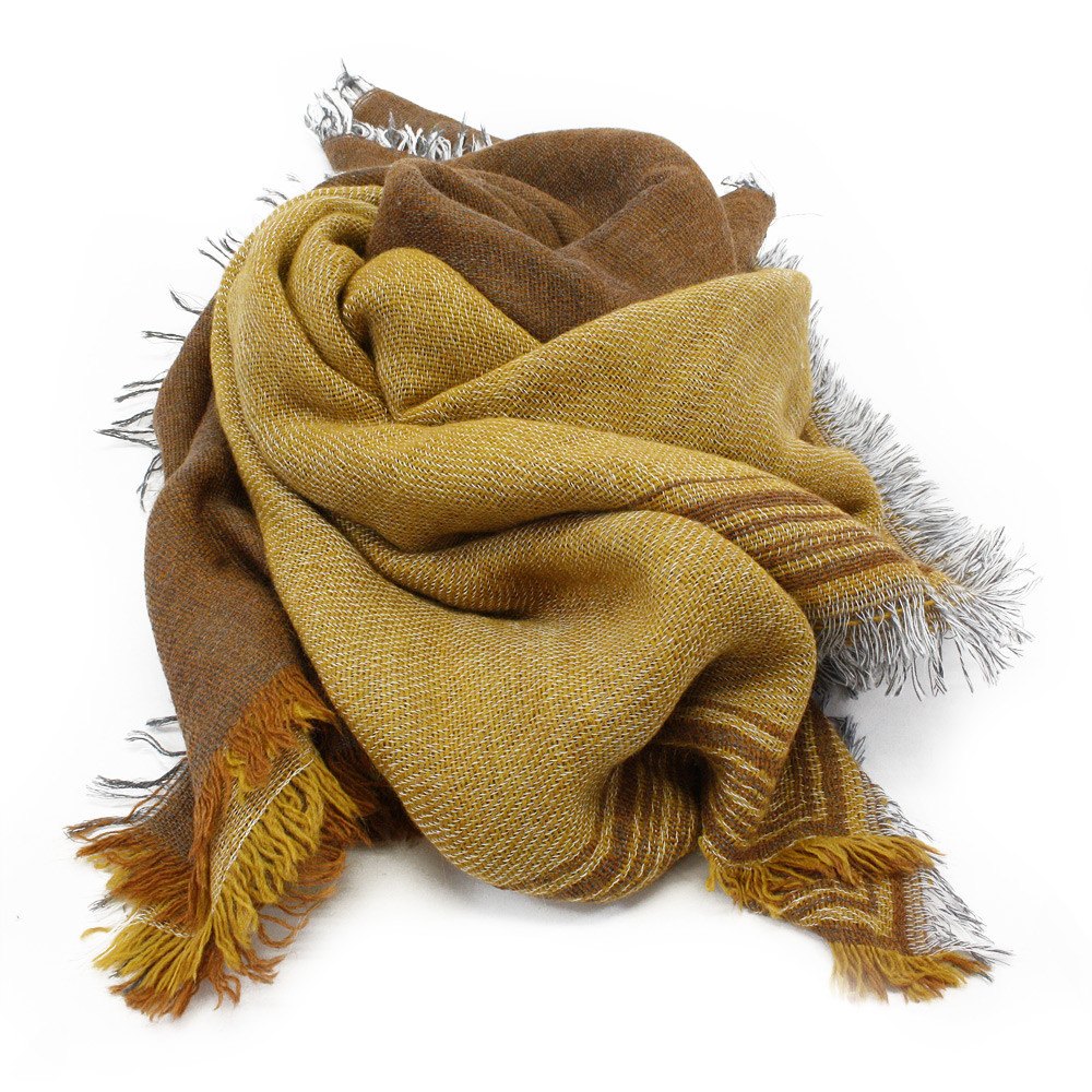 Žlutohnědá dámská módní šála s třásněmi Camden
