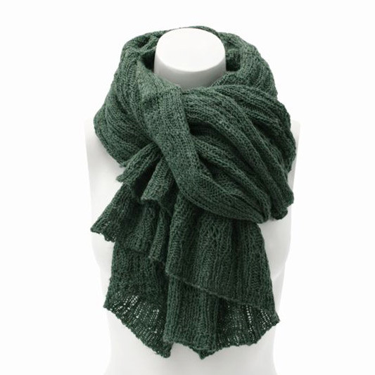 Tmavě zelený dámský pletený šátek Galina
