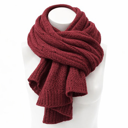Vínově červený dámský pletený šál Sachiko