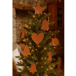 Hnědá sada kožených vánočních ozdob Isaiah