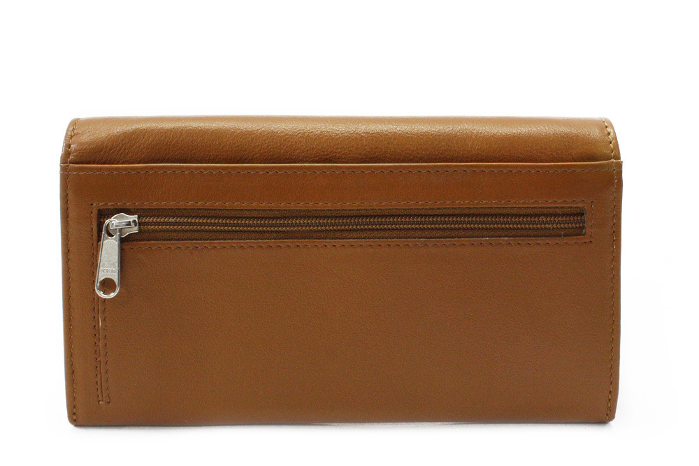 Hnědá dámská klopová kožená peněženka Ellalien