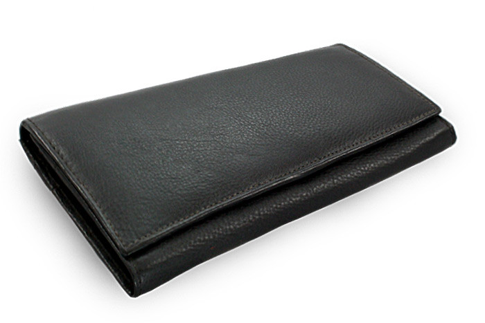 Černá dámská klopová kožená peněženka Ellalien